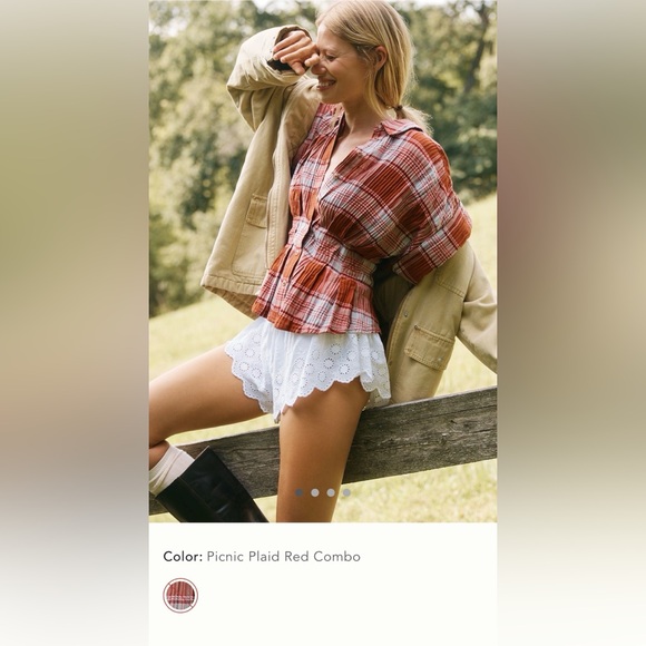 NWT Pilcro Short Sleeve Fitted Wait Blouse - Medium - Picture 7 of 7